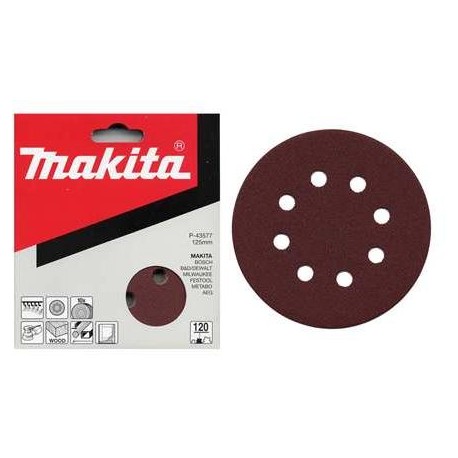 MAKITA P-43608 brusný papír suchý zip 125mm 8 děr K320 10ks,oldP-00549