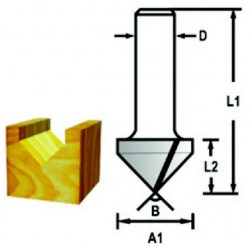 MAKITA D-47955 Drážkovací fréza tvaru V stopka 12 mm,28,6x22,2x60 mm