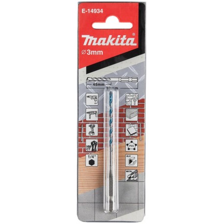 MAKITA E-14934 TCT vrták pro multimateriál stopka šestihran 1/4´´ 3x90mm